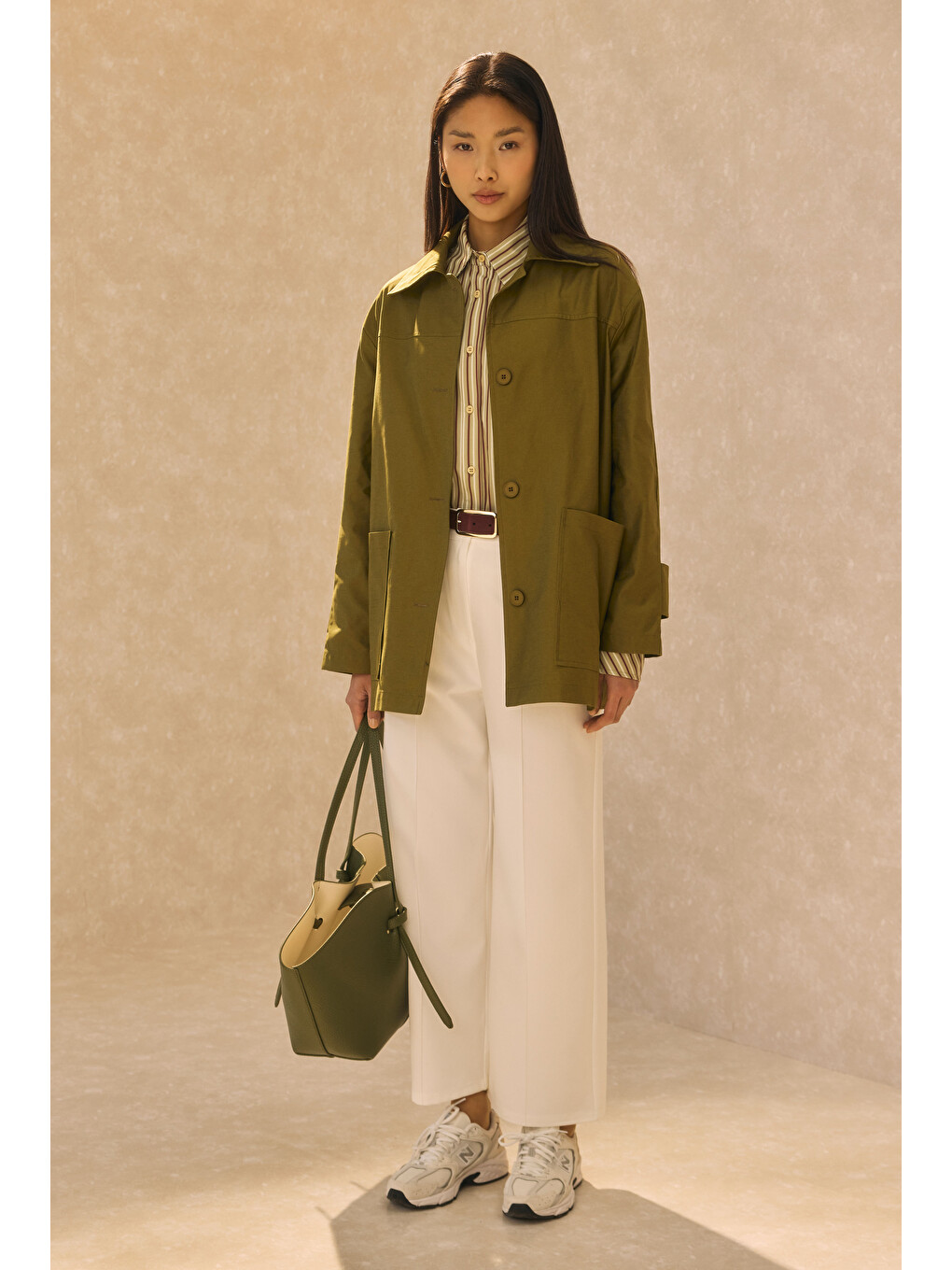 Basic Gabardin Ceket Yağ Yeşili-2