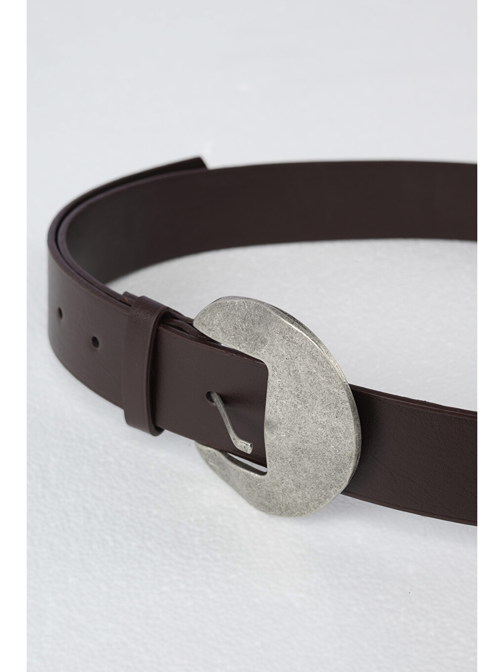 Kahverengi Oval Metal Tokalı Kemer Acı Kahve-2