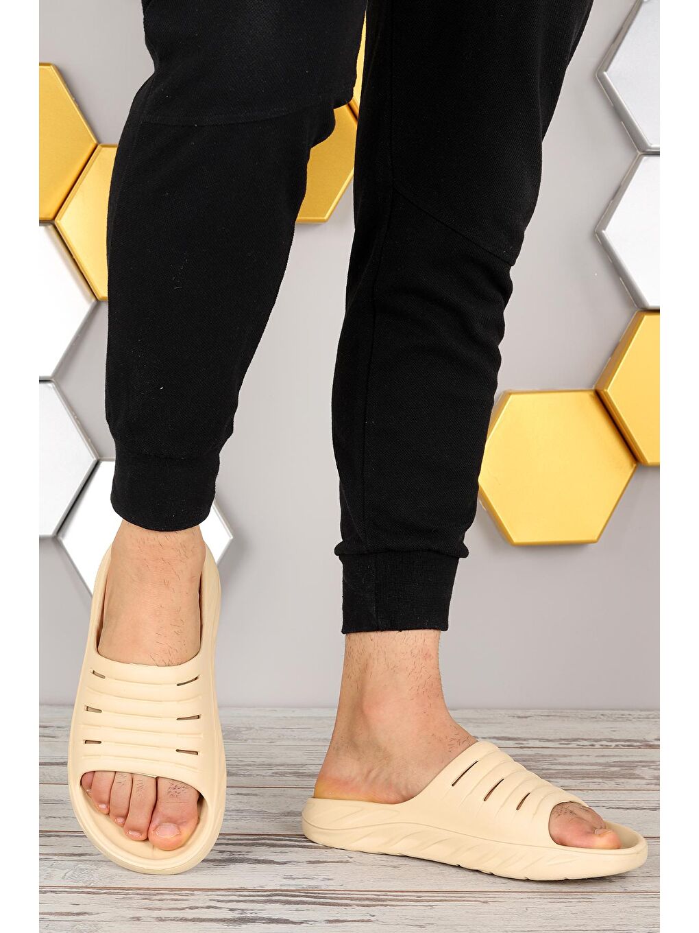 Bej Günlük Eva Plaj Havuz Erkek Terlik Twg 024-1