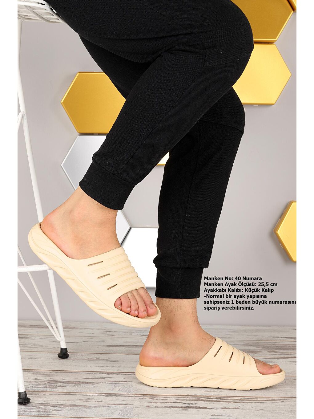 Bej Günlük Eva Plaj Havuz Erkek Terlik Twg 024-2
