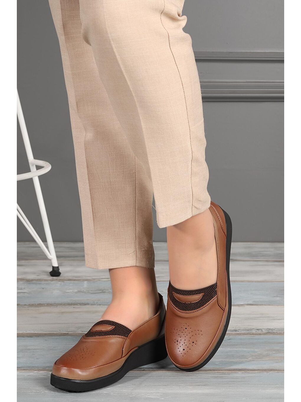 Bej Rahat Konfor Özel Topuk Jeli Anne Günlük Ayakkabı Y502-2-1