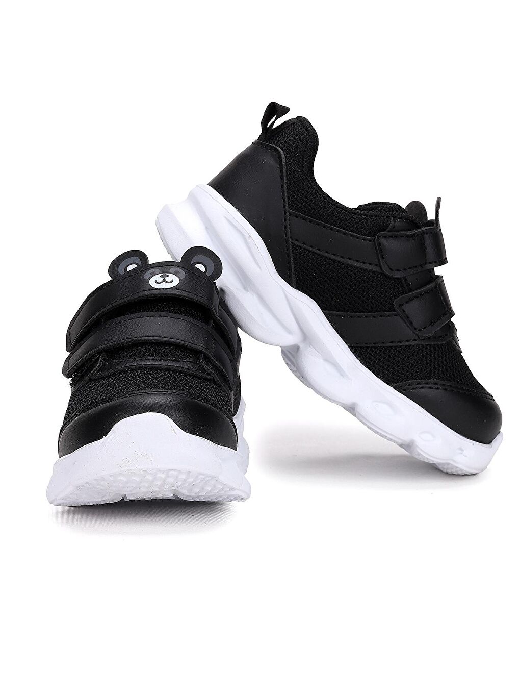 Siyah Caty Işıklı Cırtlı Kız/Erkek Çocuk Spor Ayakkabı-1
