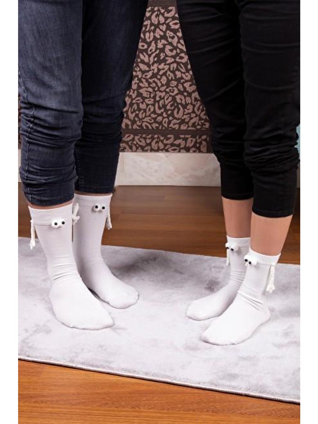 Mıknatıslı Elele Tutuşan 2 Çift Beyaz Beyaz Çorap 2'LI-1