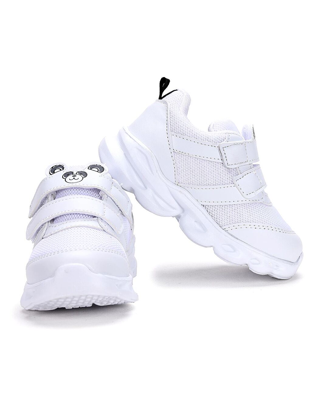 Beyaz Caty Işıklı Cırtlı Kız/Erkek Çocuk Spor Ayakkabı-1
