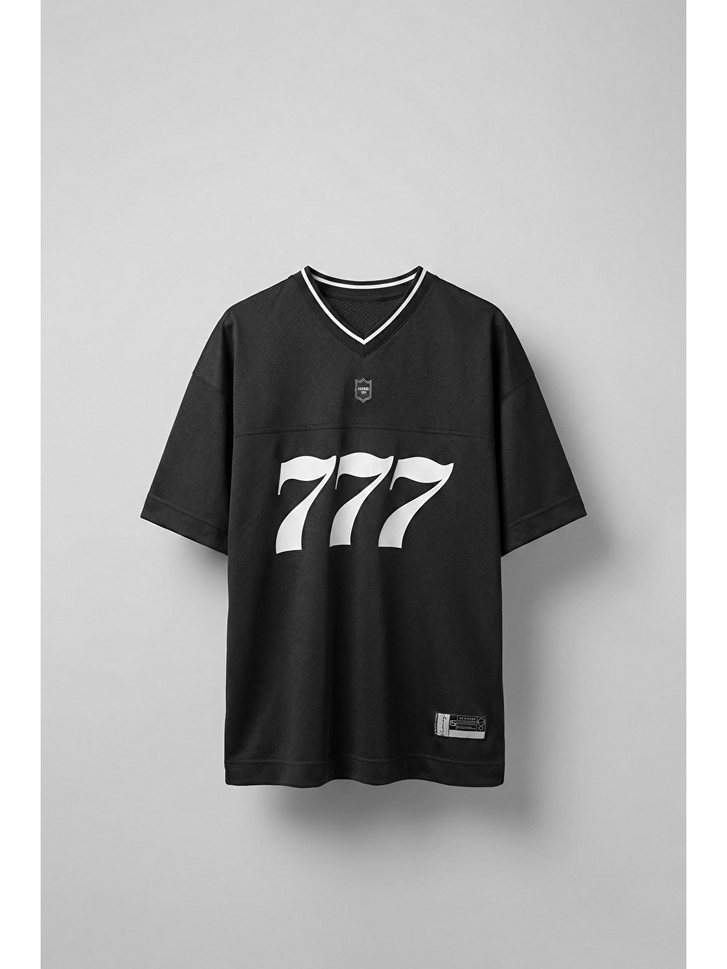 Gri Erkek 777 Baskılı Oversize Forma Kumaş T-Shirt Füme