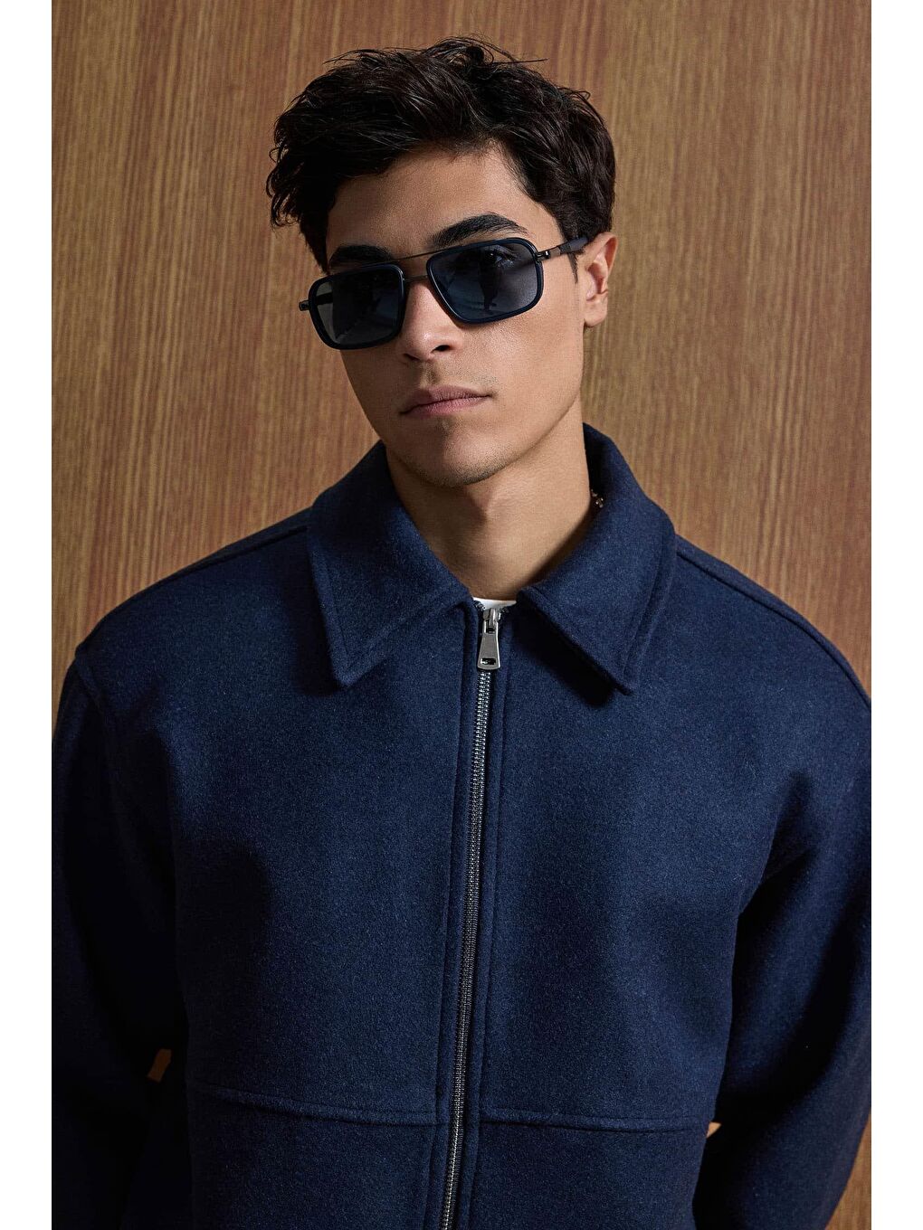 Erkek Relax Fit Premium Kaşe Mont Kaban Lacivert-1