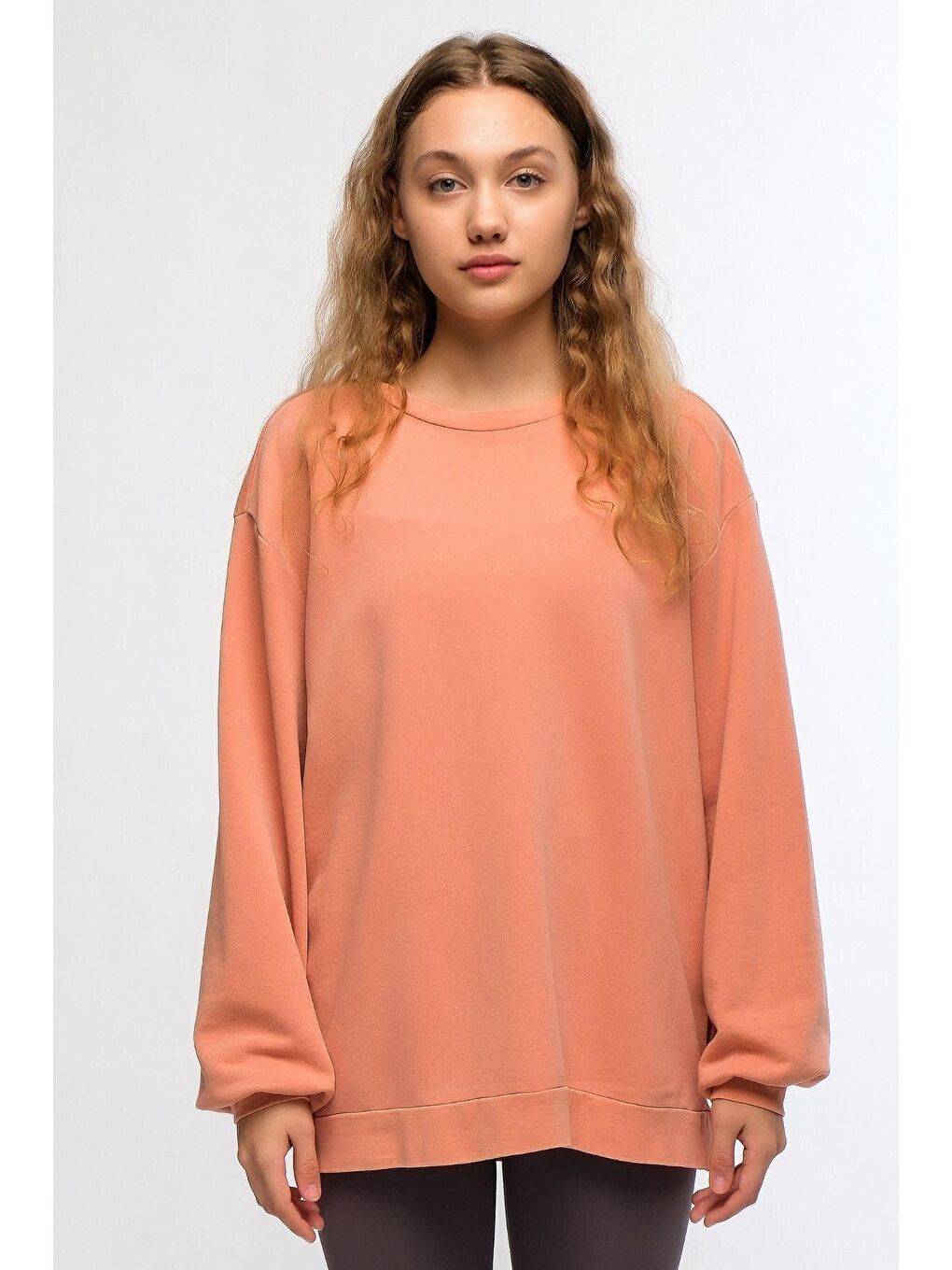 Chandraswear Turuncu Kadın Mineral Boyalı Organik Pamuklu Oversize Sweatshirt - Paula