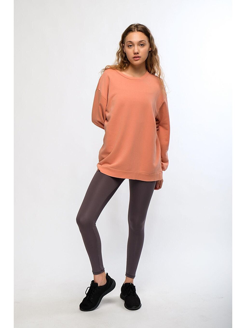 Chandraswear Turuncu Kadın Mineral Boyalı Organik Pamuklu Oversize Sweatshirt - Paula - 1