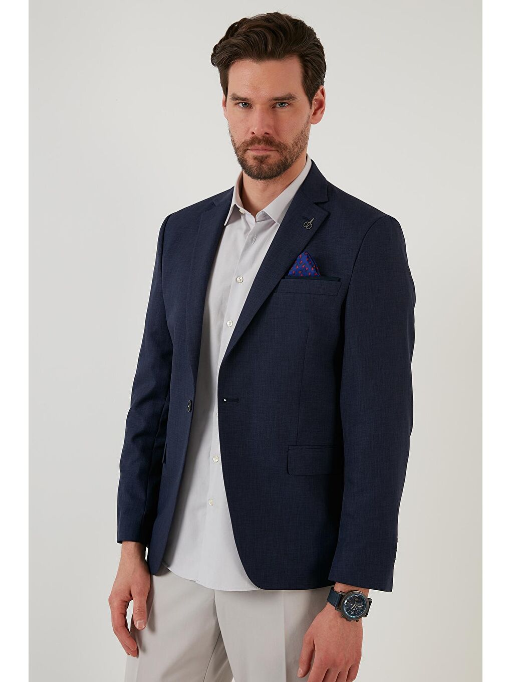 Lacivert Slim Fit 6 Drop Tek Yırtmaçlı Blazer Erkek Ceket NİPOYE-8