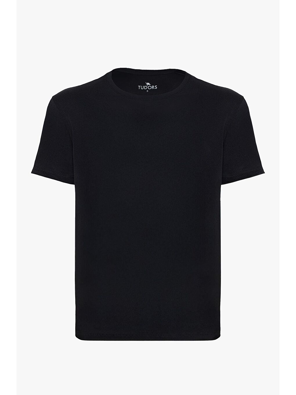 TUDORS Unisex Slim Fit Dar Kesim %100 Pamuk Yumuşak Dokulu Siyah Bisiklet Yaka Tişört