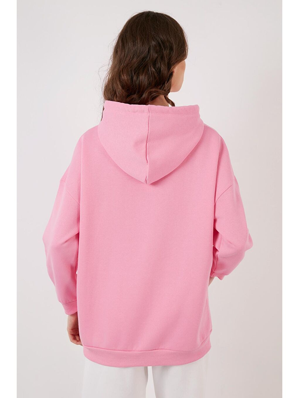 Lela Pembe Regular Fit Pamuklu Kapüşonlu Yaka Şardonlu Kışlık Sweat 5863854 - 5