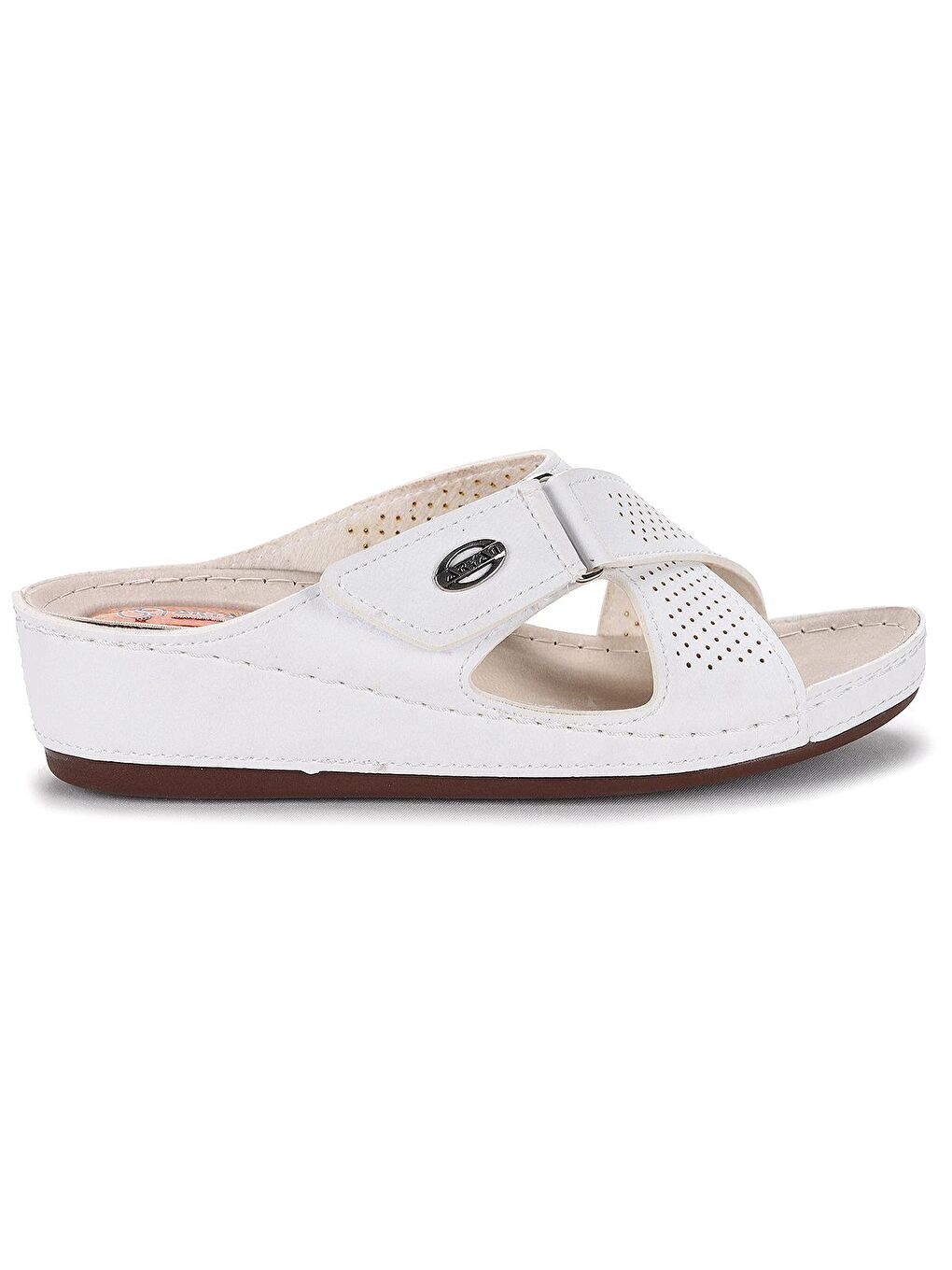 Beyaz Günlük Cırtlı 4 Cm Topuklu Jel Kadın Terlik Ary 09-376RR-3