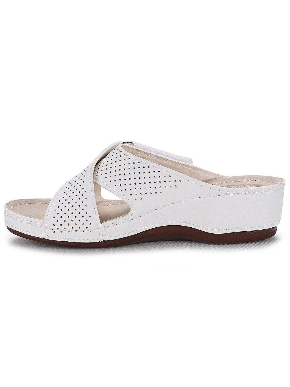 Beyaz Günlük Cırtlı 4 Cm Topuklu Jel Kadın Terlik Ary 09-376RR-4