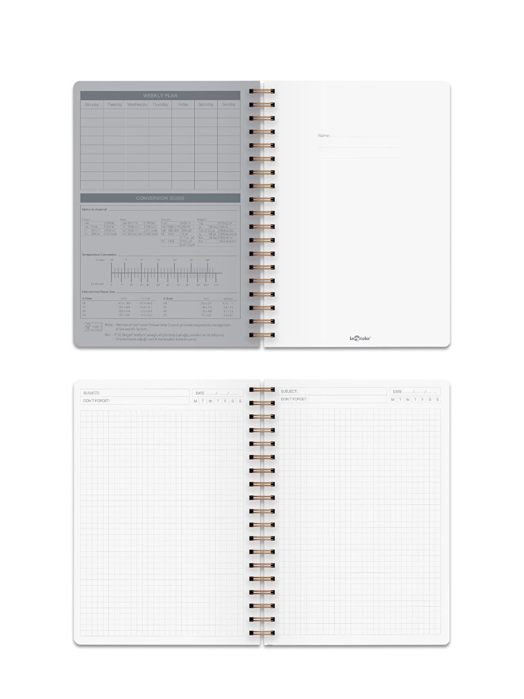 LE COLOR Kırmızı Kraft Ofis Defter Spiralli Kareli Kırmızı - 1