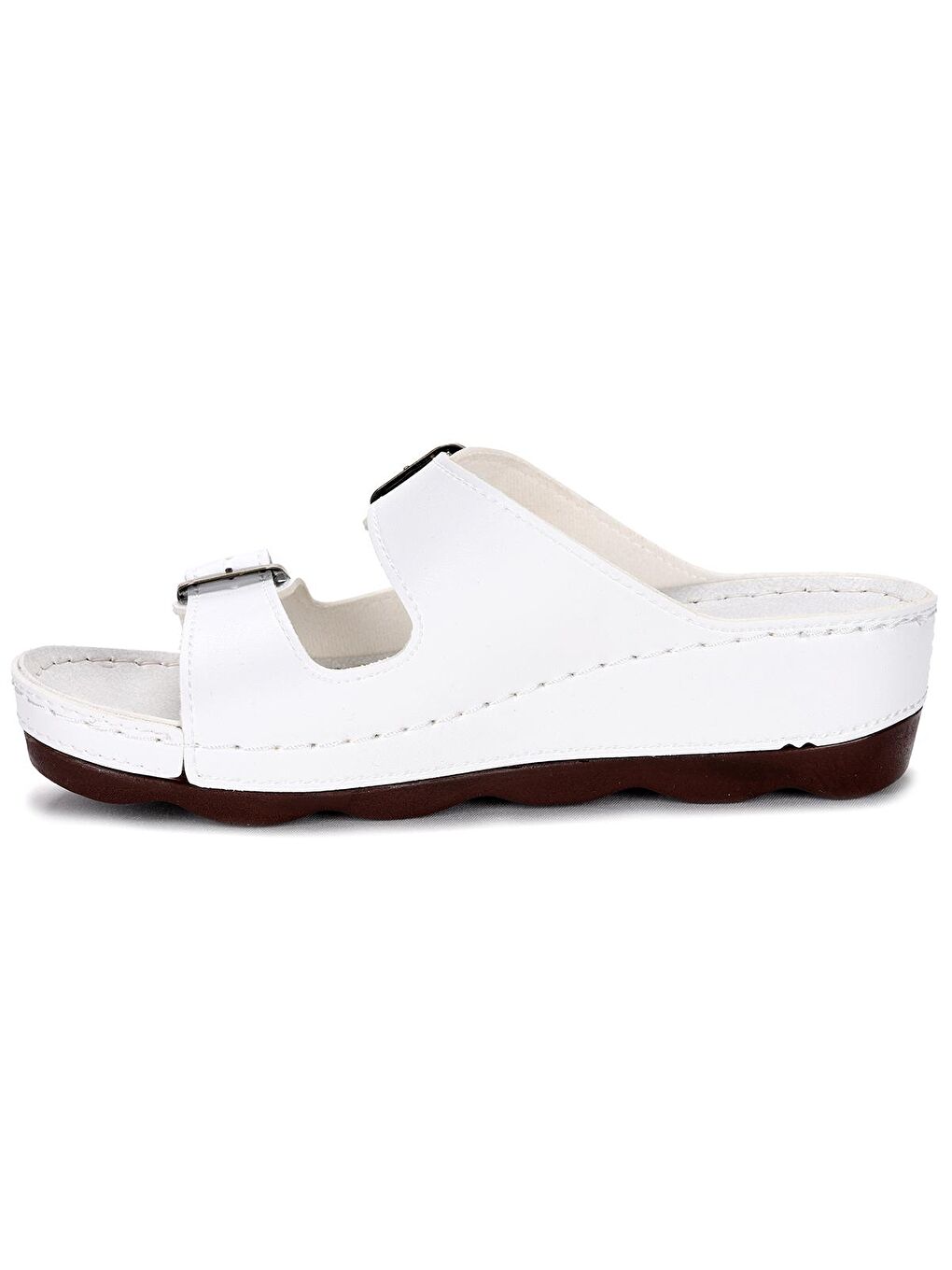 Beyaz Günlük 4 Cm Topuklu Kemerli Kadın Terlik Ary 37-448-4