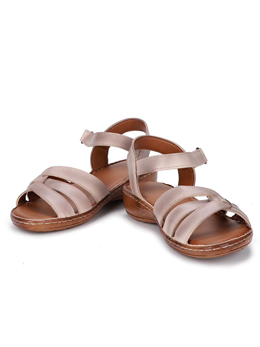 Bej Büyük Numara Cırtlı Kadın Sandalet Alens 502-1