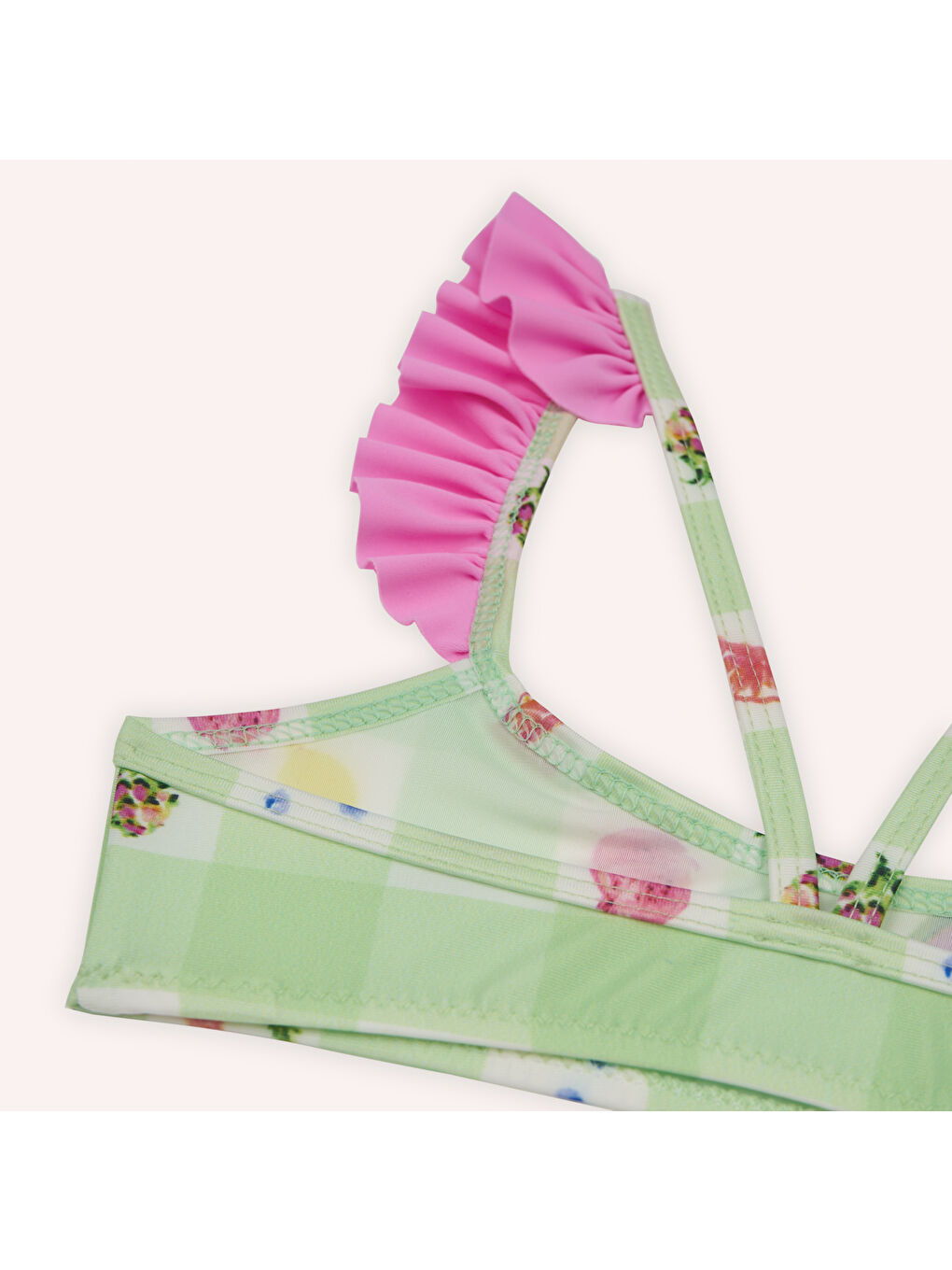 Kız Çocuk Meyve Desenli Bikini Yeşil-7