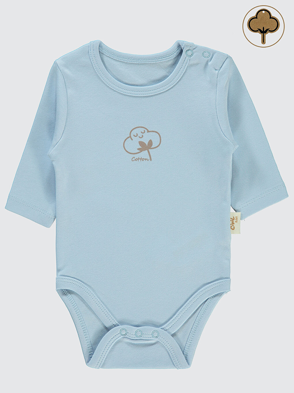 Civil Baby Bebek Organik Çıtçıtlı Badi 0-18 Ay Mavi