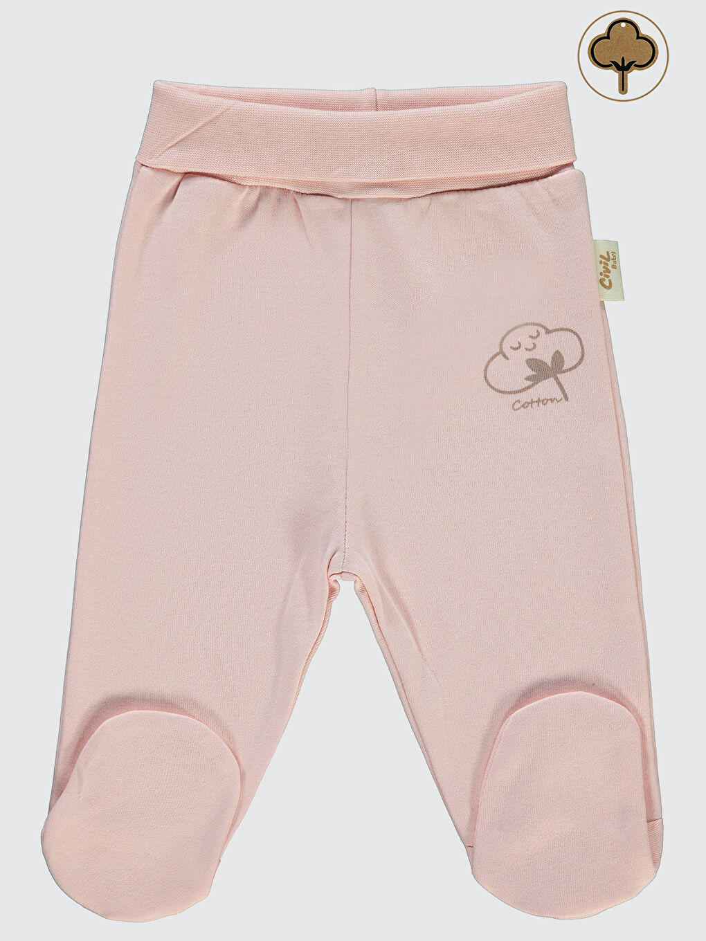 Bebek Organik Patikli Tek Alt 0-6 Ay Pembe