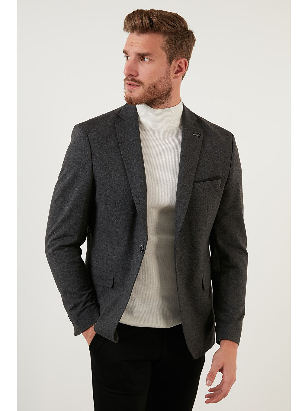 Antrasit Slim Fit 6 Drop Tek Yırtmaçlı Blazer Erkek Ceket 2163115 B-6