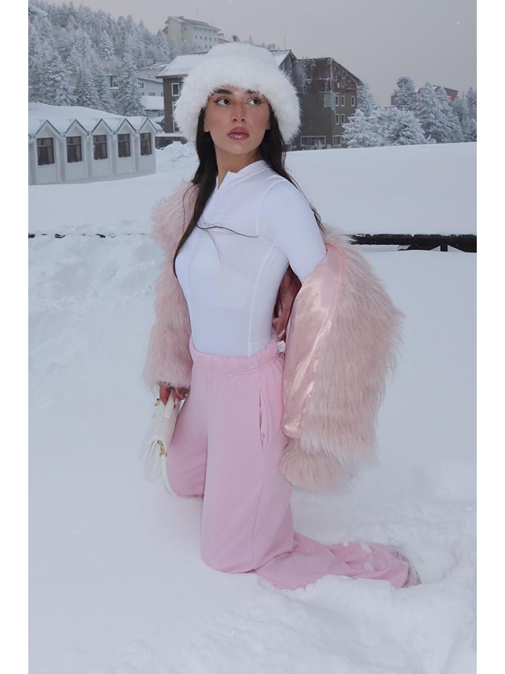 Pembe Bol Paça Kadın Eşofman Altı Mg2279-8