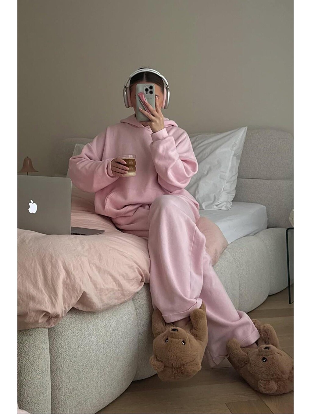 Pembe Bol Paça Kadın Eşofman Altı Mg2279-9