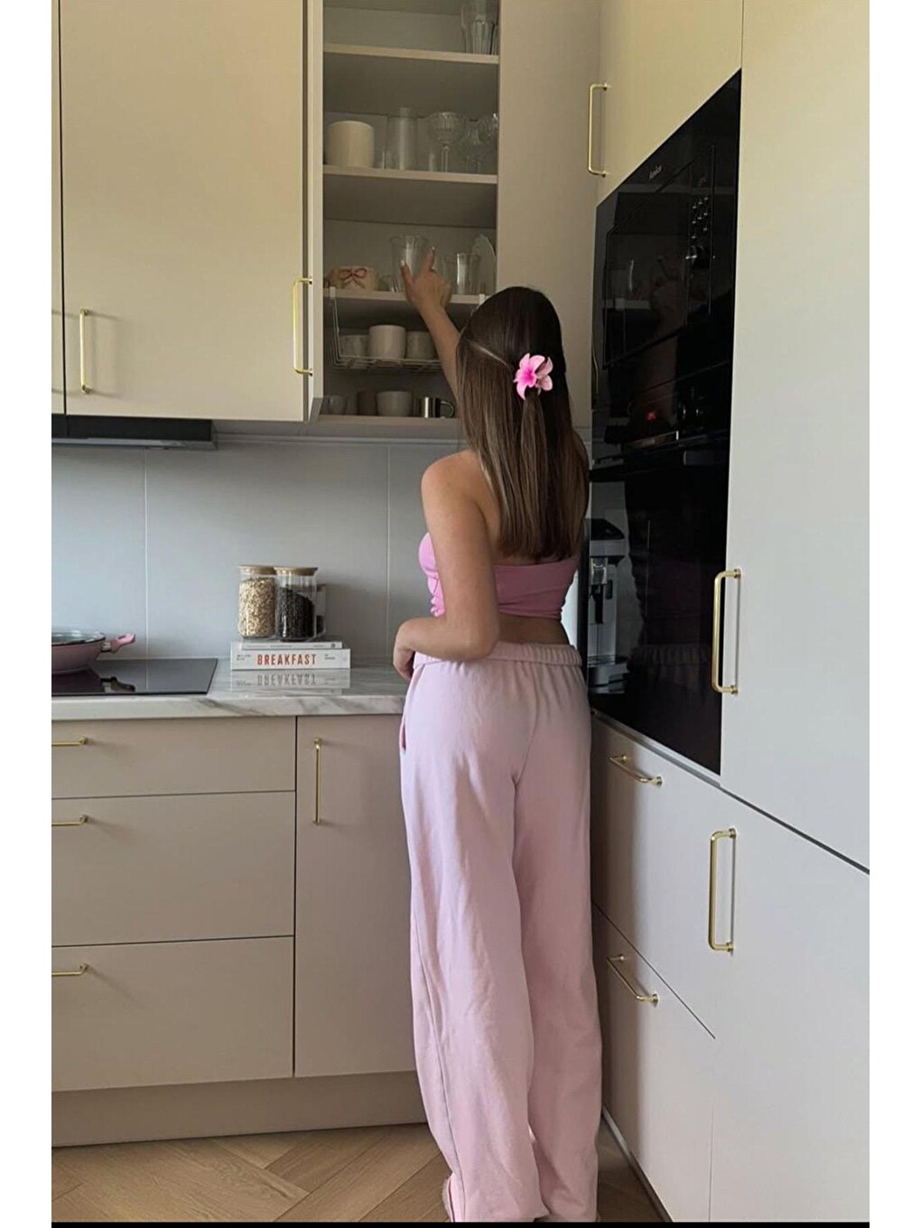 Pembe Bol Paça Kadın Eşofman Altı Mg2279-11
