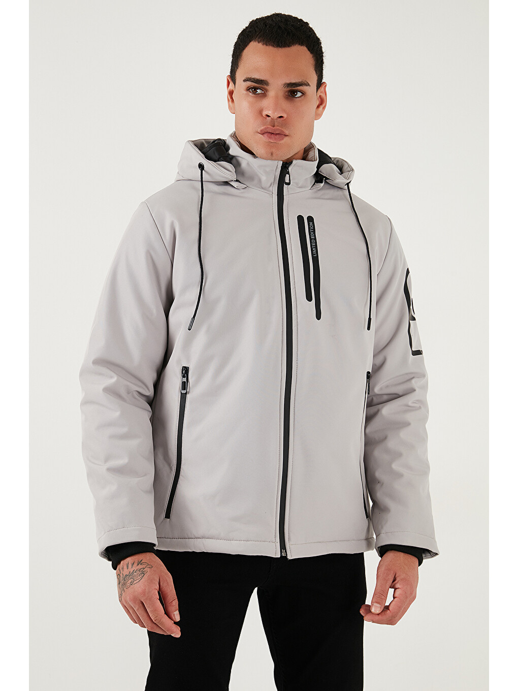 Bej Regular Fit Çıkarılabilir Kapüşonlu Cepli Erkek Mont 497albert-1