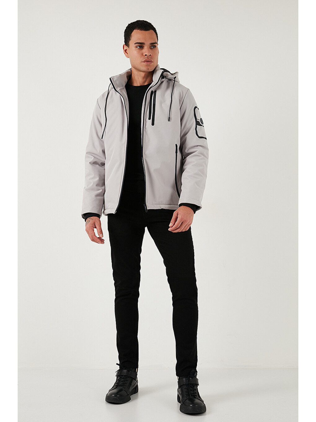 Bej Regular Fit Çıkarılabilir Kapüşonlu Cepli Erkek Mont 497albert-2