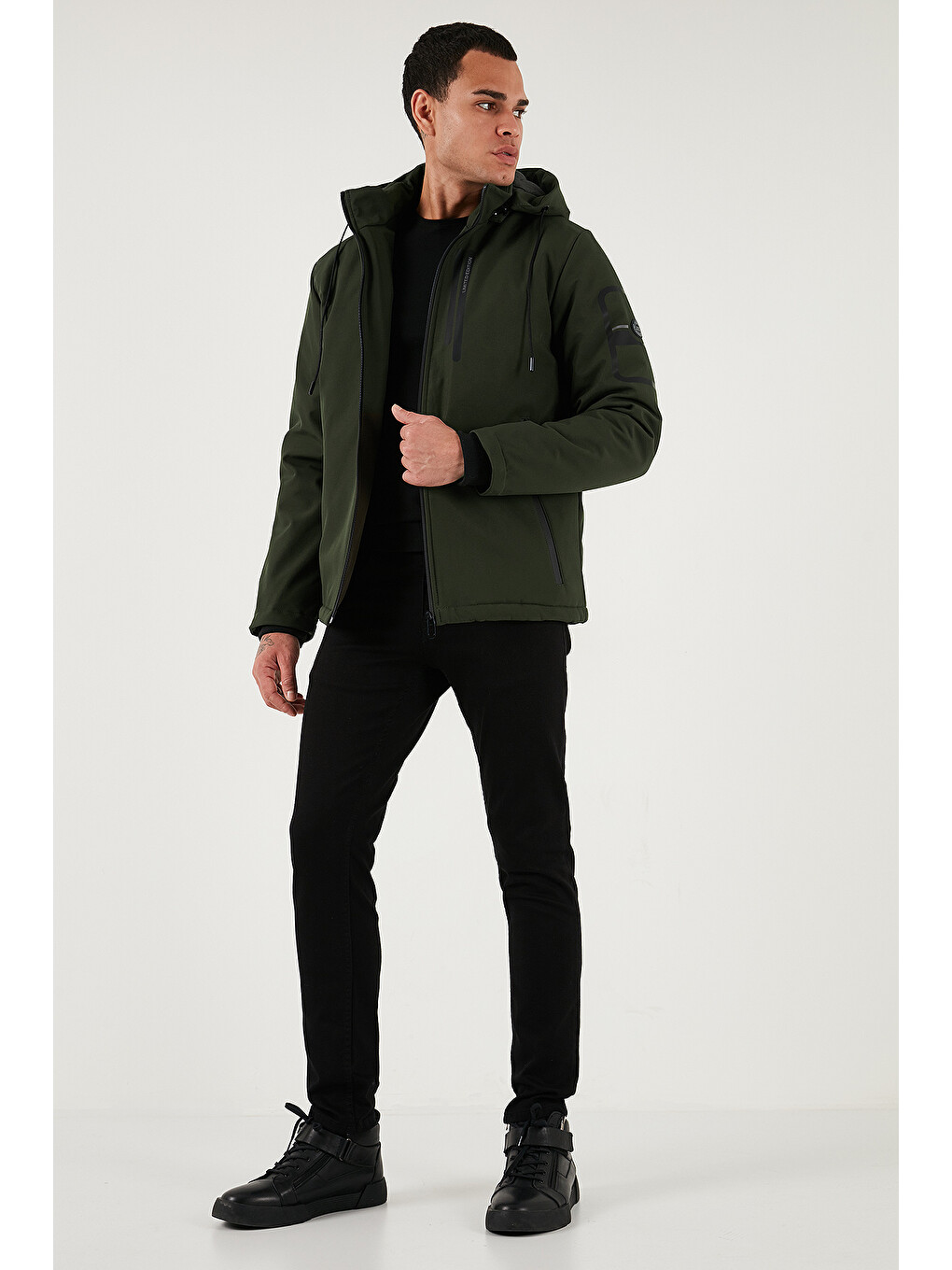 Haki Regular Fit Çıkarılabilir Kapüşonlu Cepli Erkek Mont 497albert-1