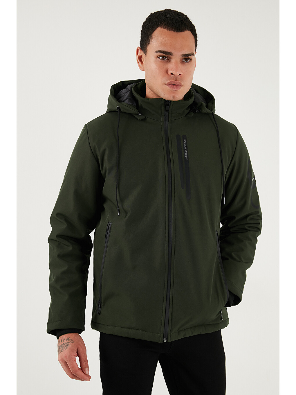 Haki Regular Fit Çıkarılabilir Kapüşonlu Cepli Erkek Mont 497albert-4