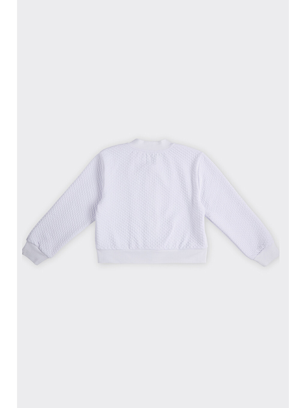 Kız Çocuk Dokulu Fermuarlı Beyaz Sweatshirt-1