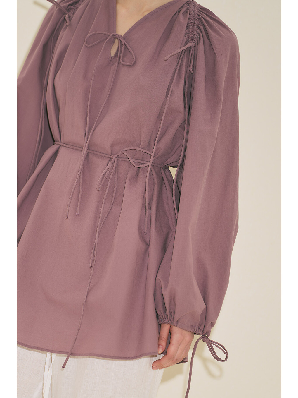 Bağlama Detaylı Tunik Pembe-6