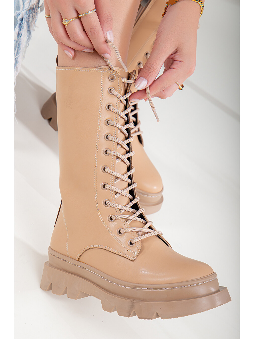 Bej D701 Kadın Kışlık Ortopedik Bot&bootie-1