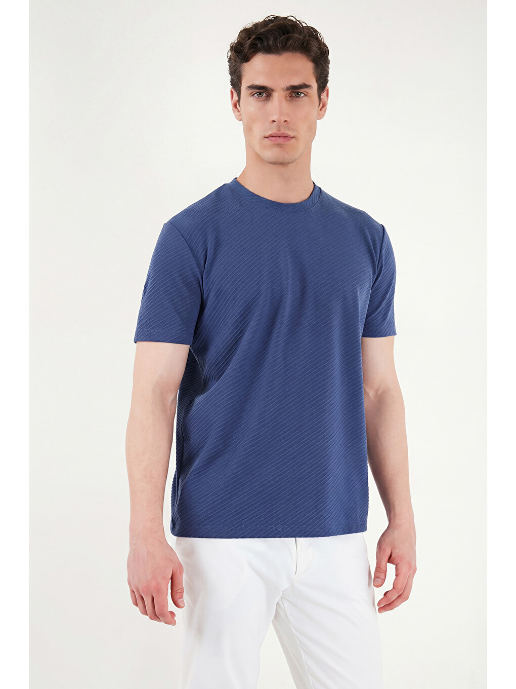 İndigo Pamuklu Bisiklet Yaka Kısa Kollu T Shirt 5904115-1