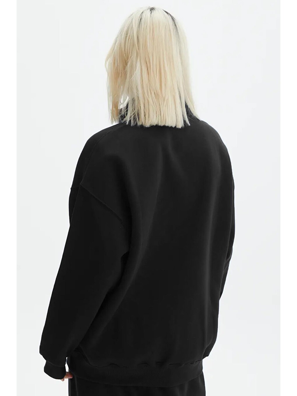 Siyah Fermuar Detaylı Oversize Sweatshirt Mg1933-3