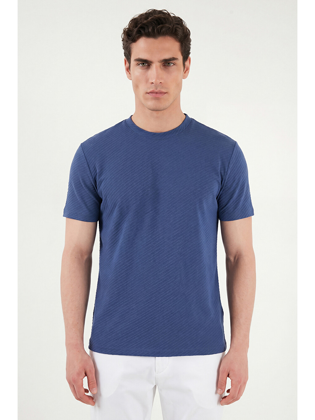 İndigo Pamuklu Bisiklet Yaka Kısa Kollu T Shirt 5904115-4
