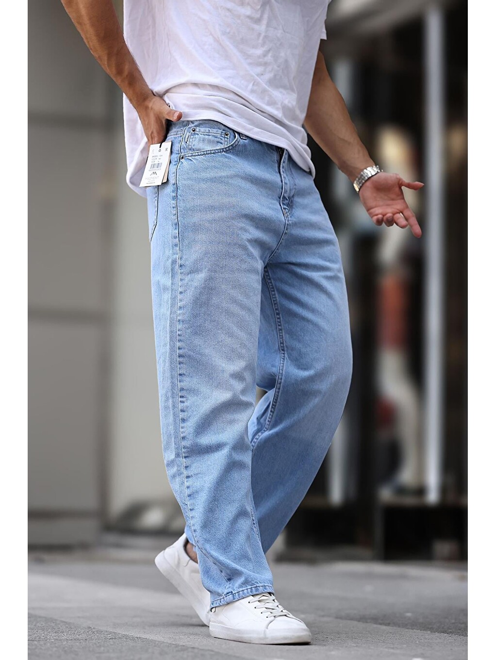 Mavi Erkek Yıkamalı Baggy Jean 7216-1