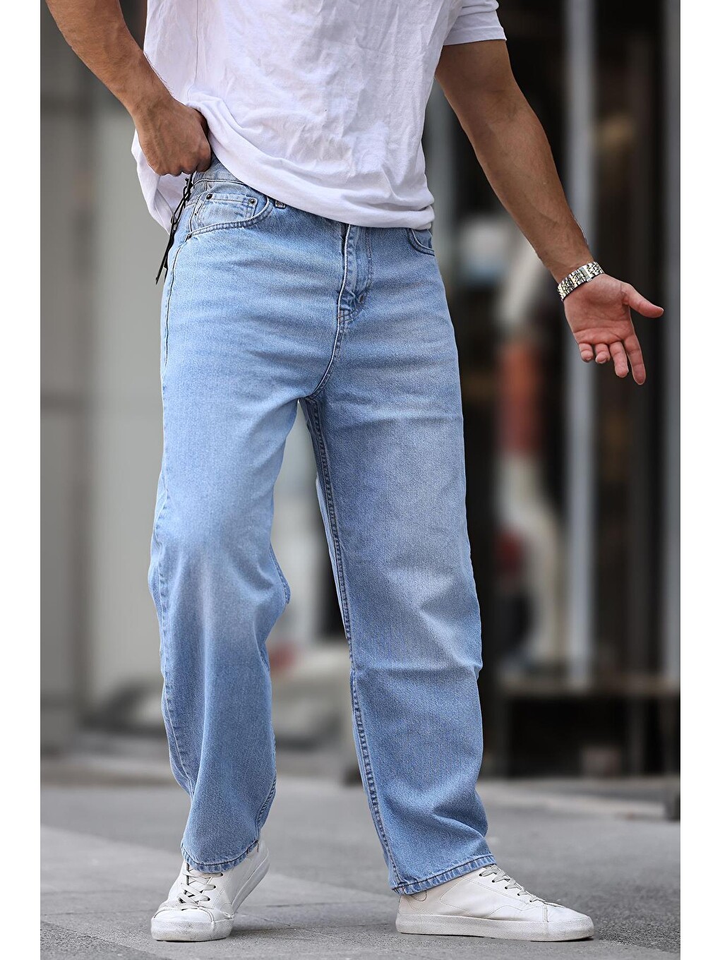 Mavi Erkek Yıkamalı Baggy Jean 7216-4