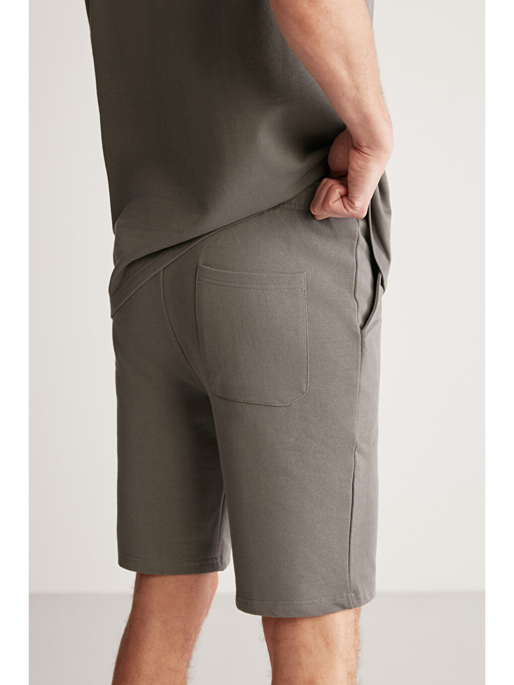 Gri COLOMBIA Erkek 2'Li Set Comfort Fit Rahat Kalıp Yazı Nakışlı Şardonsuz GRİ Eşofman Takımı-4