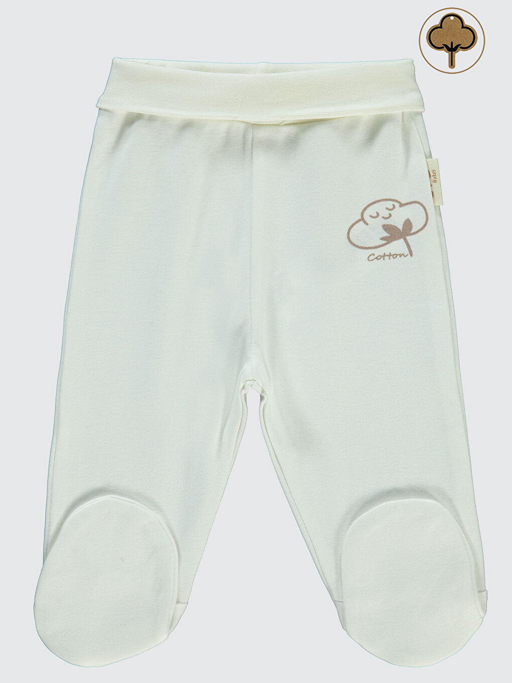 Baby Bebek Organik Patikli Tek Alt 0-6 Ay Ekru