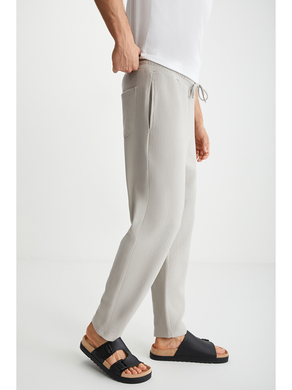 Zelvor Erkek Geniş Paça Regular Fit Bej Eşofman Altı-3