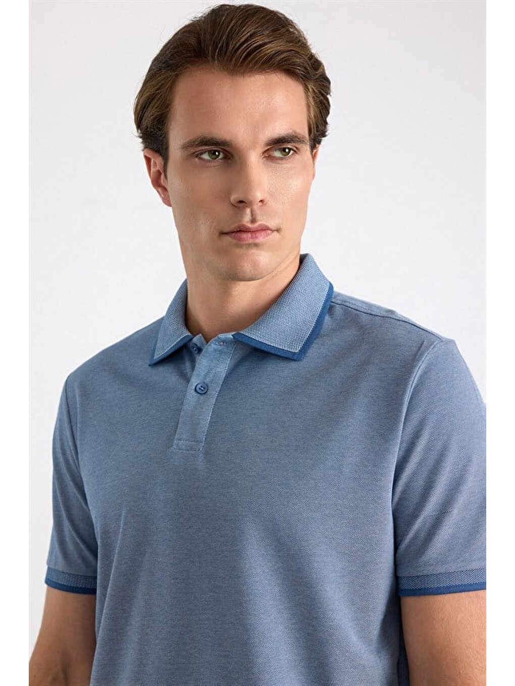 Lacivert Regular Düz Baskısız Pike Polo Yaka Tişört-1