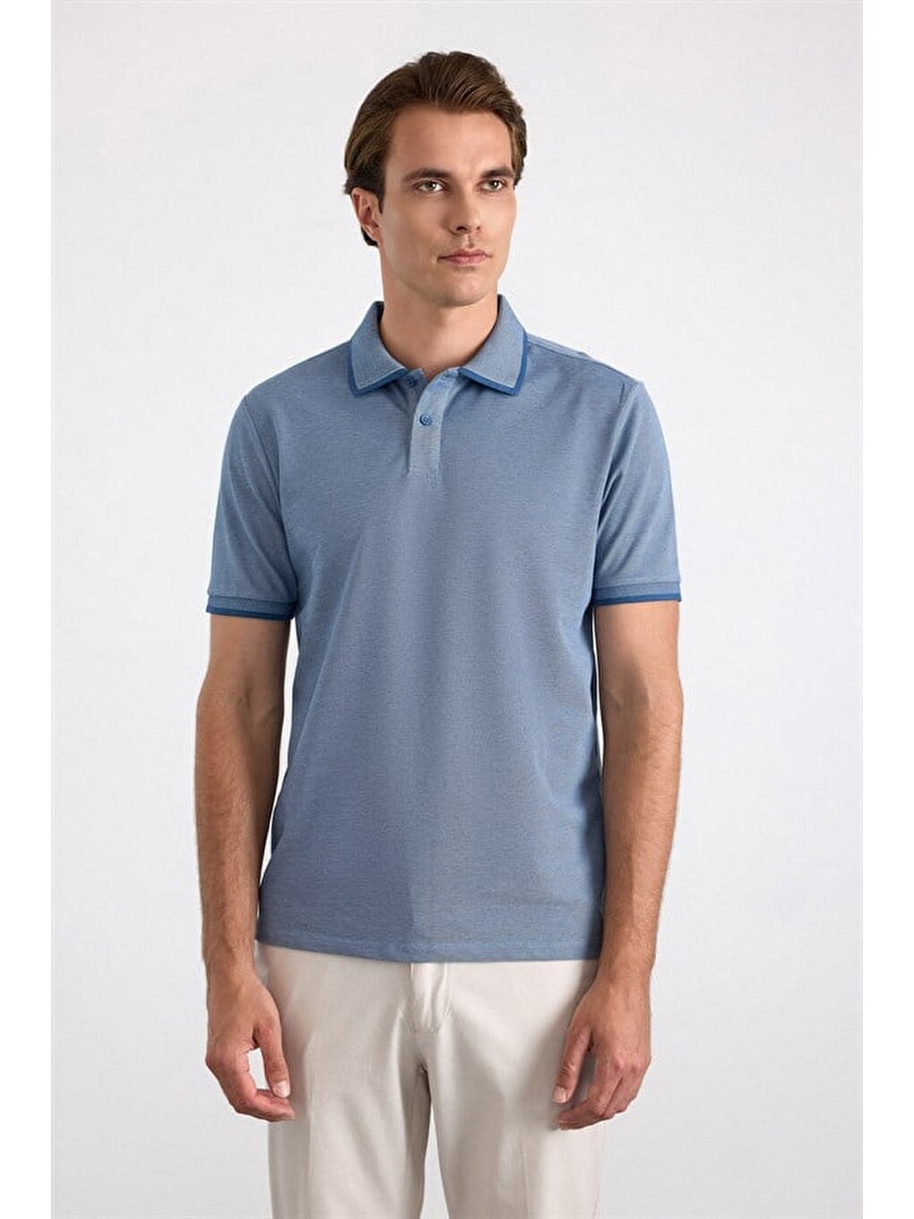 Lacivert Regular Düz Baskısız Pike Polo Yaka Tişört-2