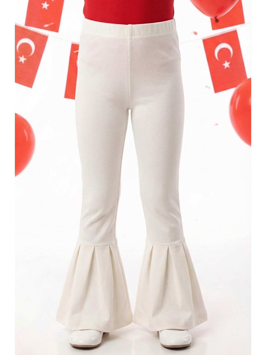 Ekru Kız Çocuk İspanyol Paça Tayt Pantolon-2