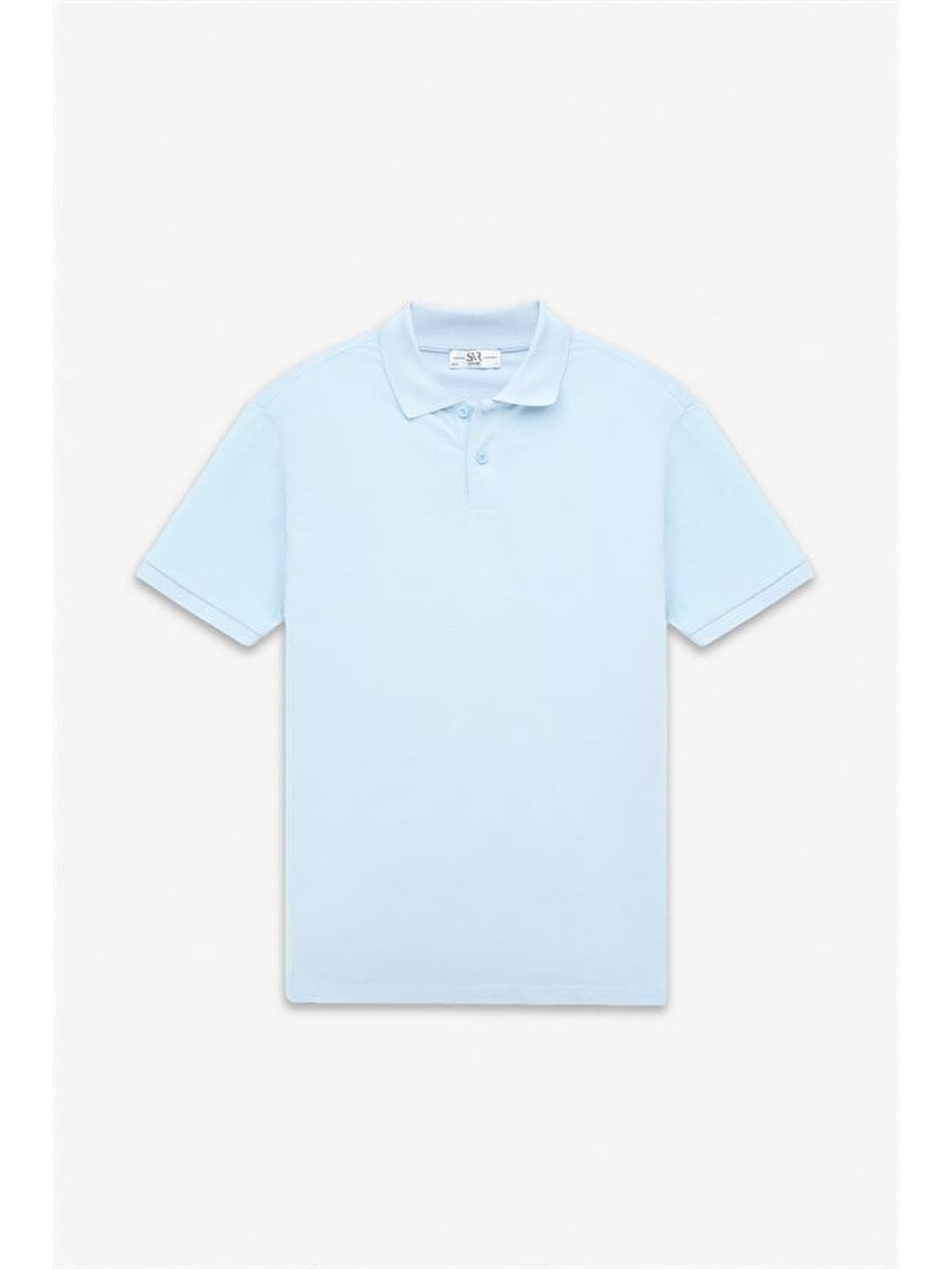 Buz Mavi Slim Düz Nakışlı Pike Düğmeli Polo Yaka Tişört-4