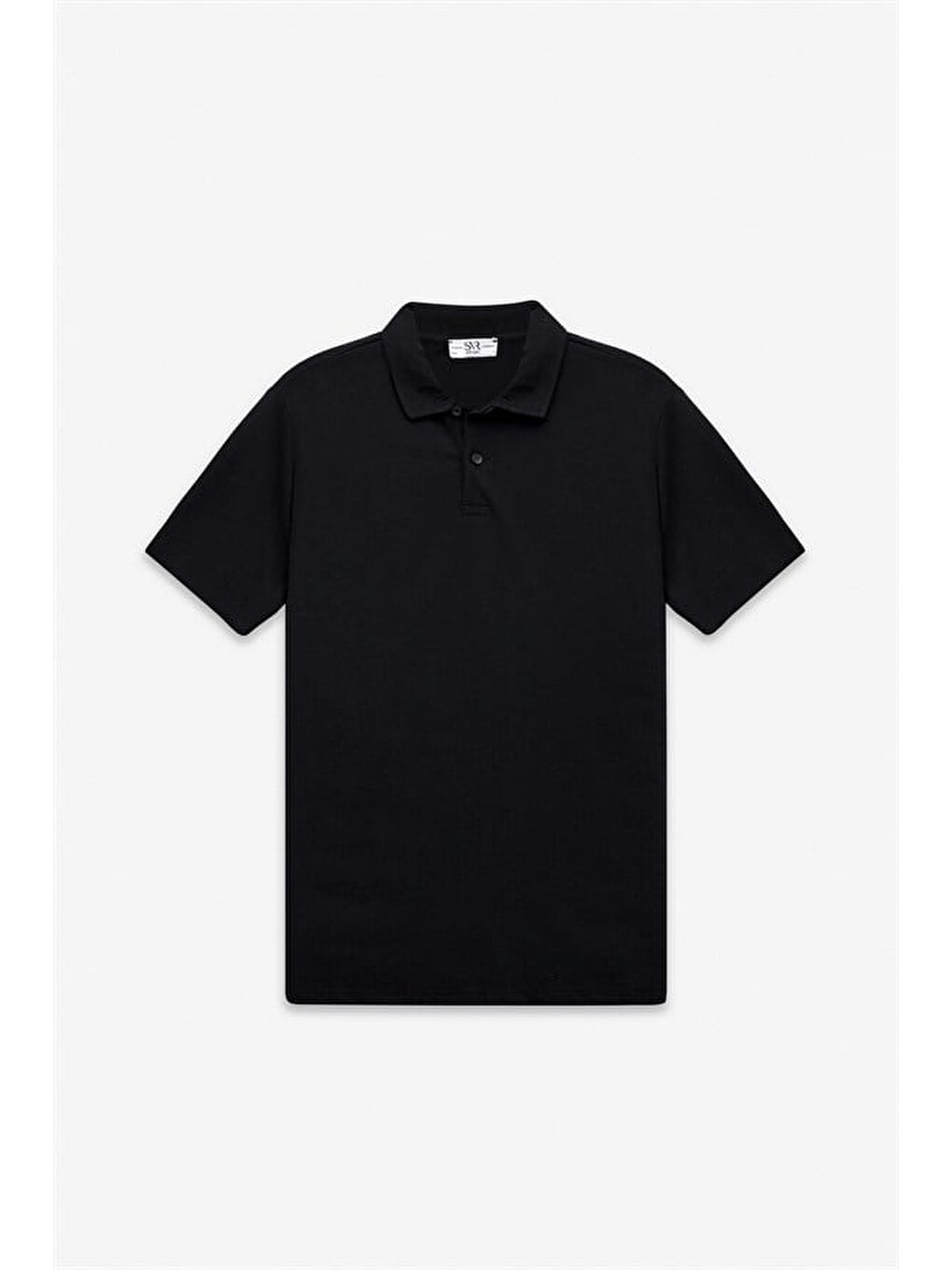 Siyah Slim Düz Baskısız Armürlü Düğmeli Polo Yaka Tişört-5