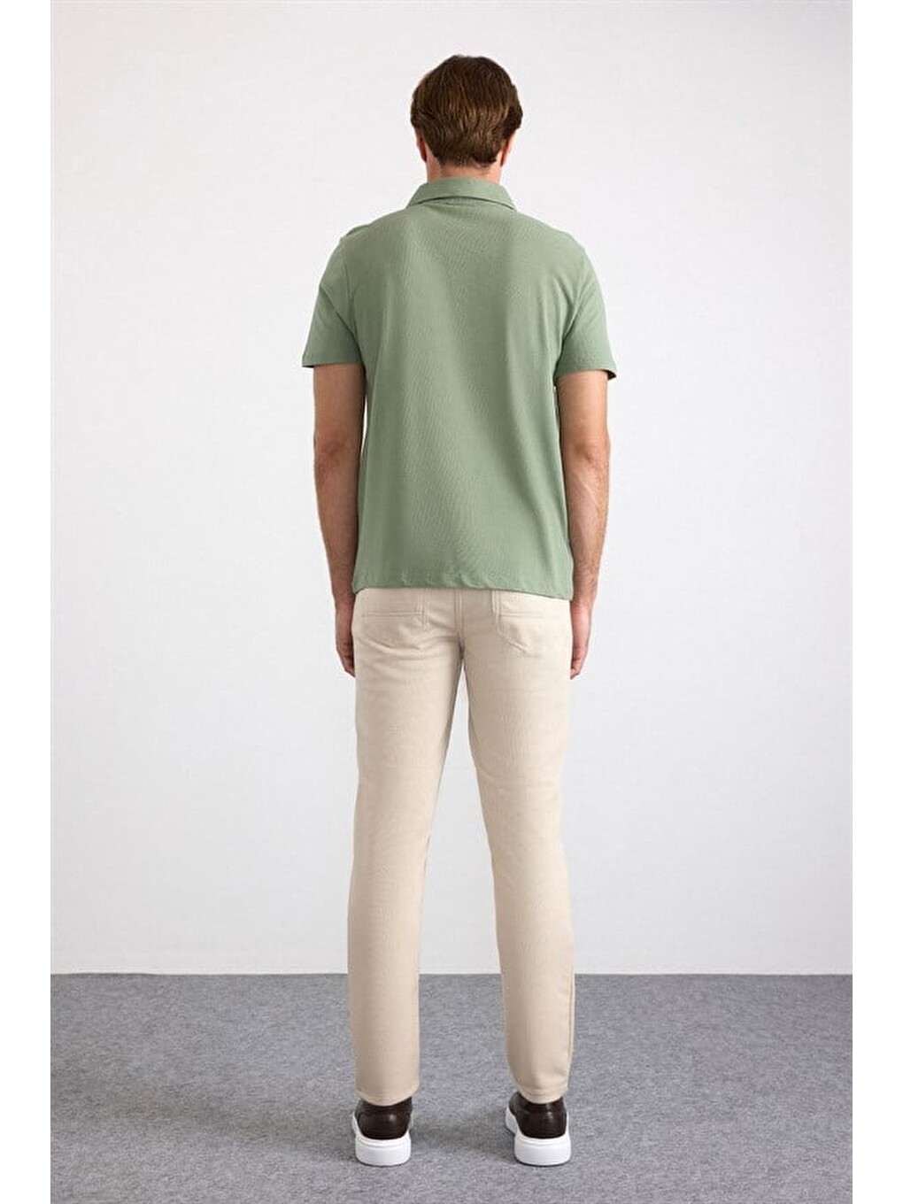 Turkuaz Su Yeşili Regular Petek Baskısız Süprem Düğmeli Polo Yaka Tişört-3