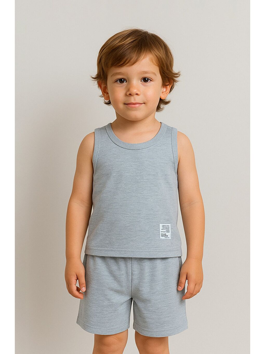 Gri Armalı Şortlu Erkek Çocuk Takım-2