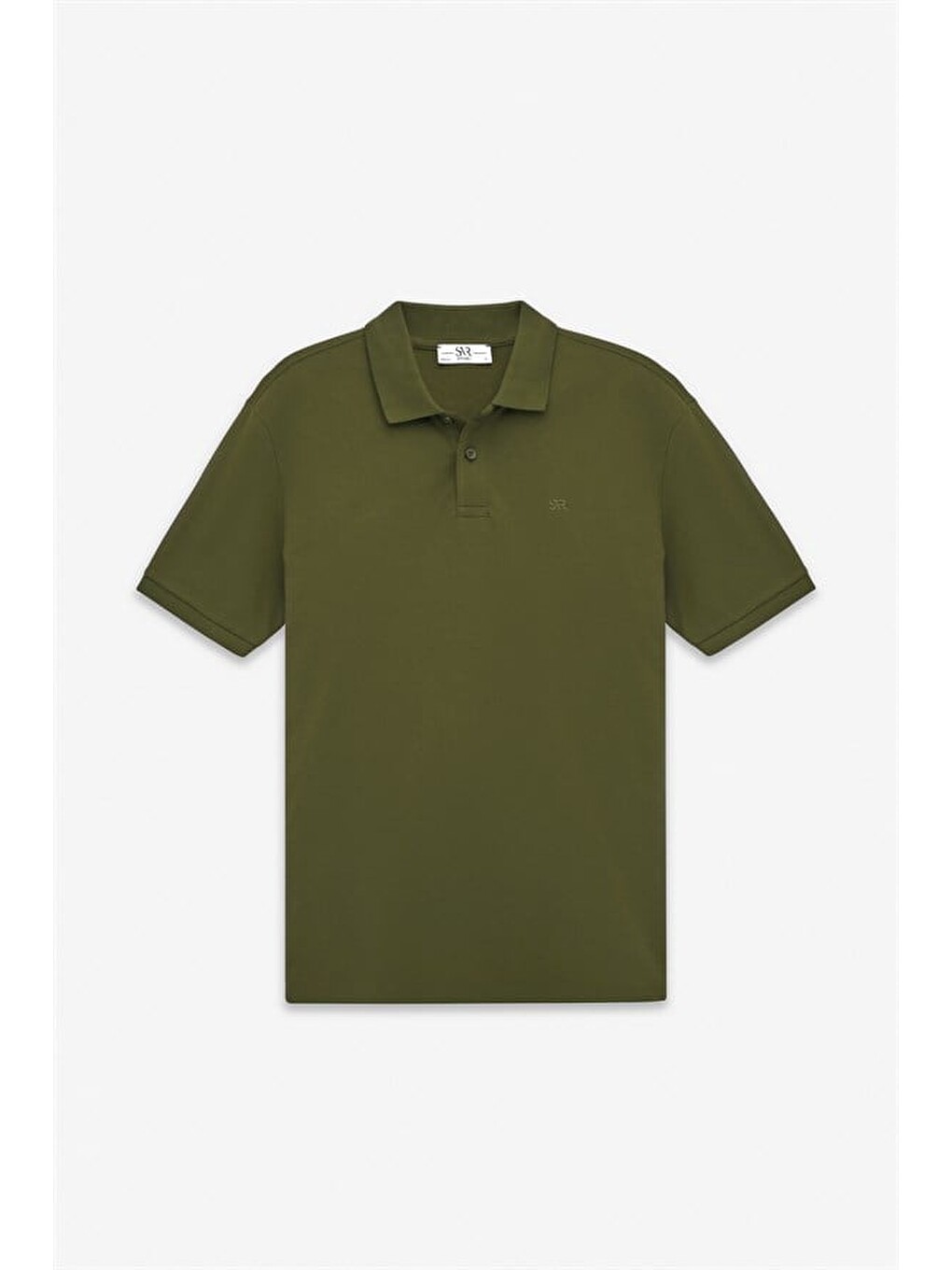 Haki Regular Düz Nakışlı Pike Düğmeli Polo Yaka Tişört-5
